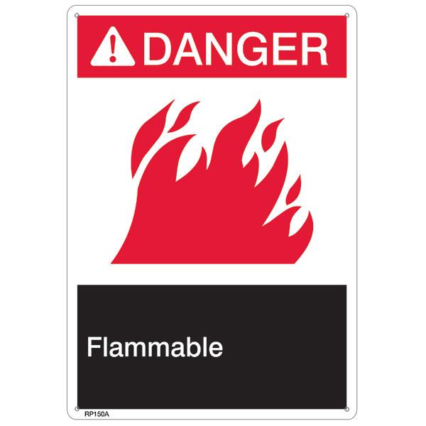 ANSI Z535 Rigid Plastic "Danger Flammable" Sign