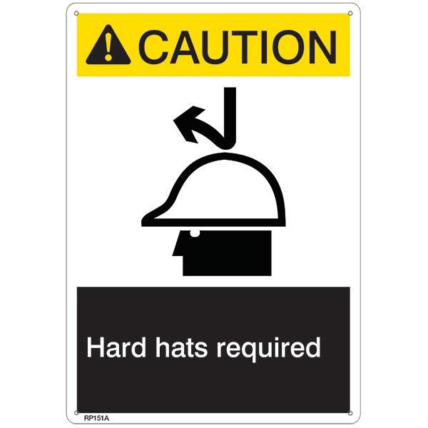 ANSI Z535 Rigid Plastic "Caution Hard Hat Required" Sign