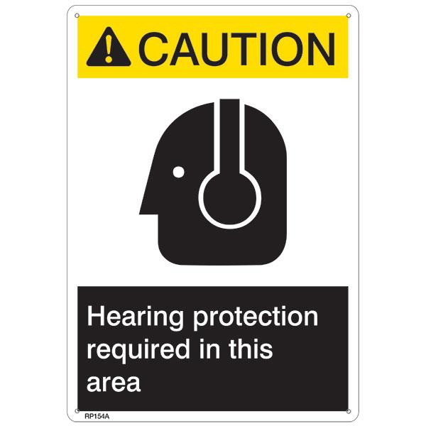 ANSI Z535 Rigid Plastic "Caution Hearing Protection..." Sign