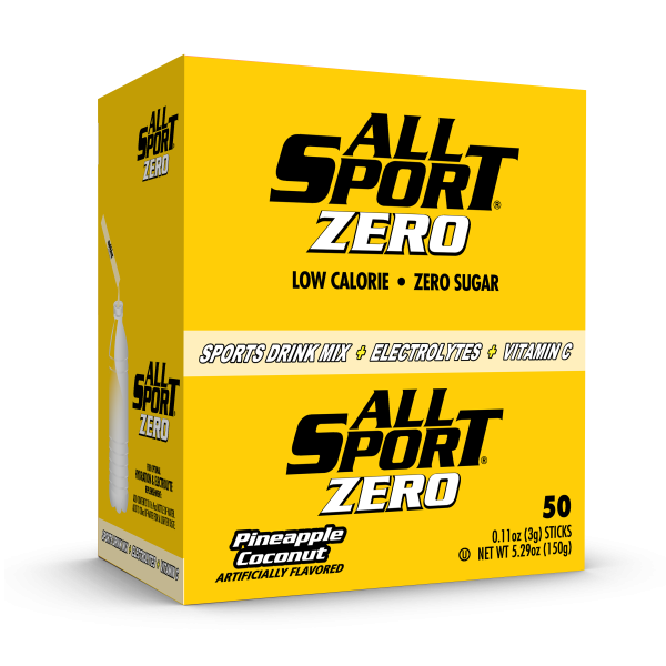 All Sport .11 Ounce Pineapple Coconut Flavor ZERO Electrolyte Powder Mix Stick Sugar Free/Low Calorie Electrolyte Drink (50 Per Box)