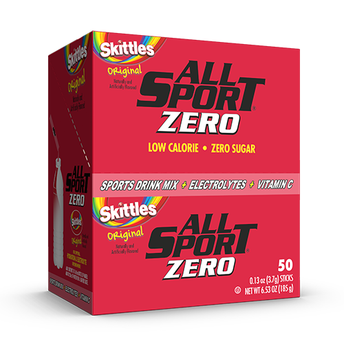 All Sport .11 Ounce Skittles Flavor ZERO Electrolyte Powder Mix Stick Sugar Free/Low Calorie Electrolyte Drink (50 Per Box)