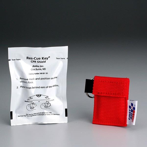 Ambu® Res-Cue Key CPR Face Shield w/ One-Way Valve & Red Nylon Pouch