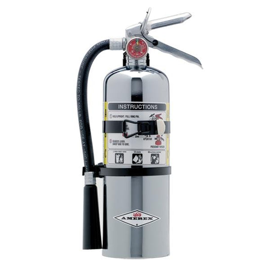 Amerex® 5 lb ABC Chrome Fire Extinguisher w/ Vehicle/Marine Bracket