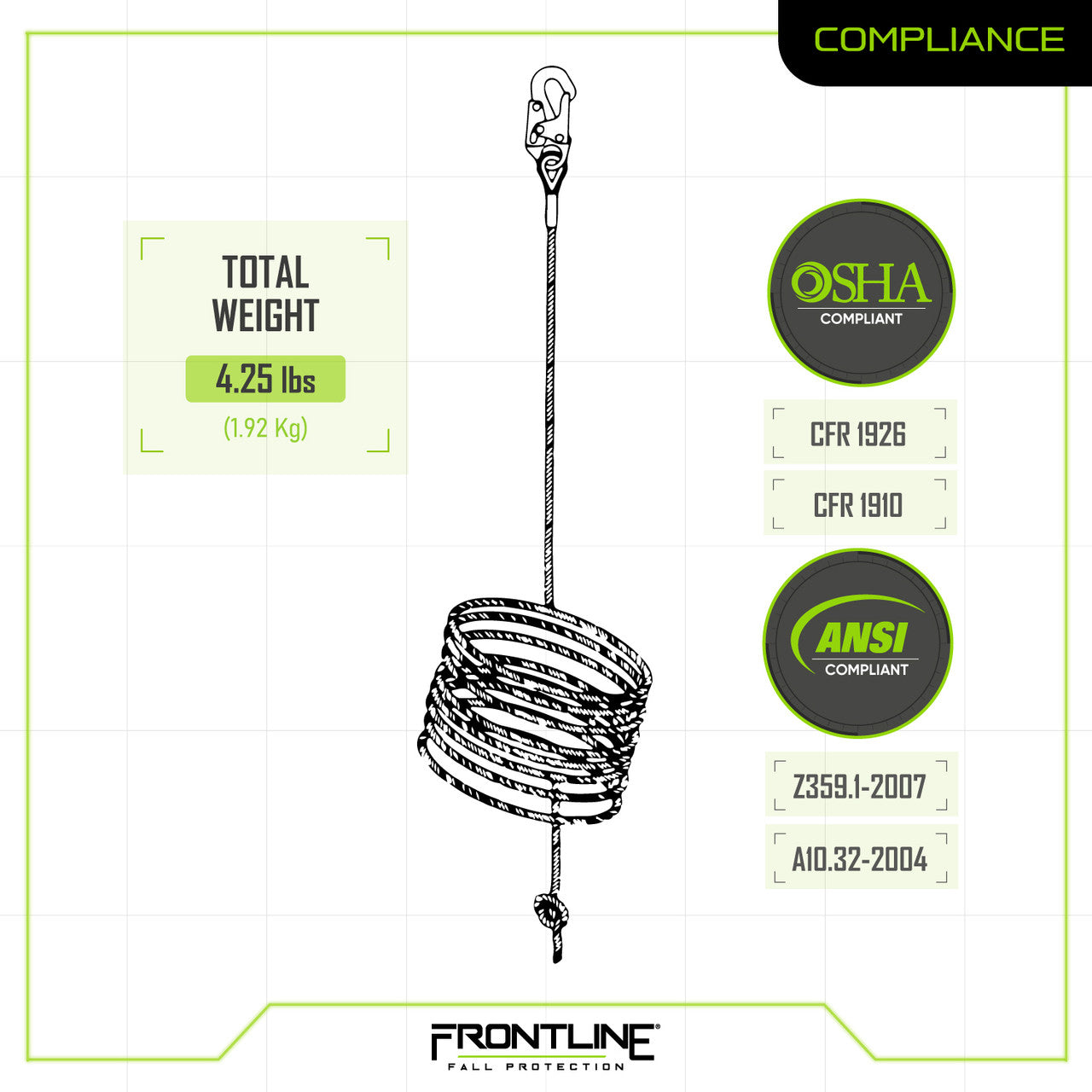 Premium Vertical Lifeline 25' VLP25