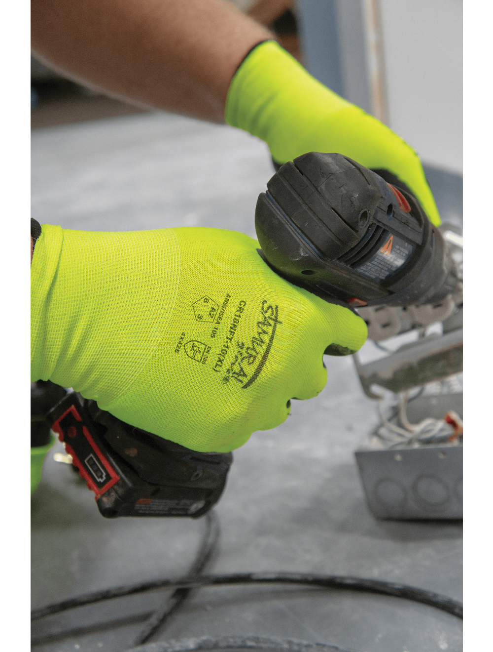 Samurai Glove® FDA and Anti-Static/Electrostatic Compliant Nitrile-Coated High-Visibility Tuffalene® Gloves with Cut, Abrasion, and Puncture Resistance - CR18NFT