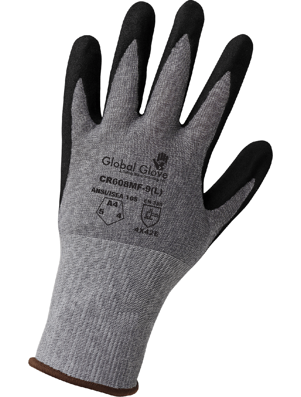 FDA Compliant 18-Gauge Salt-and-Pepper HPPE Cut Resistant Gloves with Touch Screen Mach Finish Nitrile Coating - CR608MF