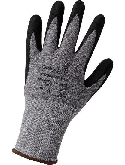 FDA Compliant 18-Gauge Salt-and-Pepper HPPE Cut Resistant Gloves with Touch Screen Mach Finish Nitrile Coating - CR608MF