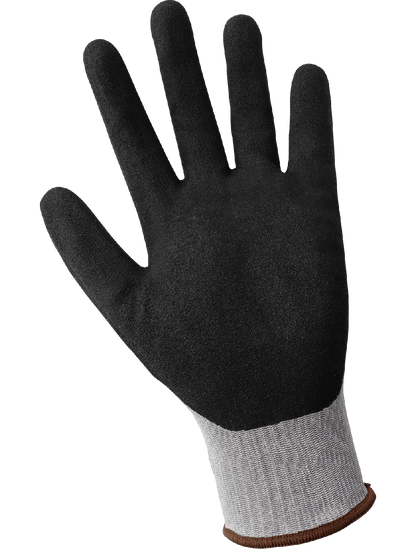 FDA Compliant 18-Gauge Salt-and-Pepper HPPE Cut Resistant Gloves with Touch Screen Mach Finish Nitrile Coating - CR608MF