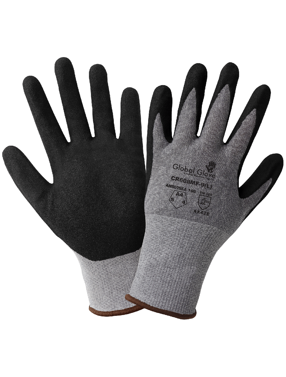 FDA Compliant 18-Gauge Salt-and-Pepper HPPE Cut Resistant Gloves with Touch Screen Mach Finish Nitrile Coating - CR608MF