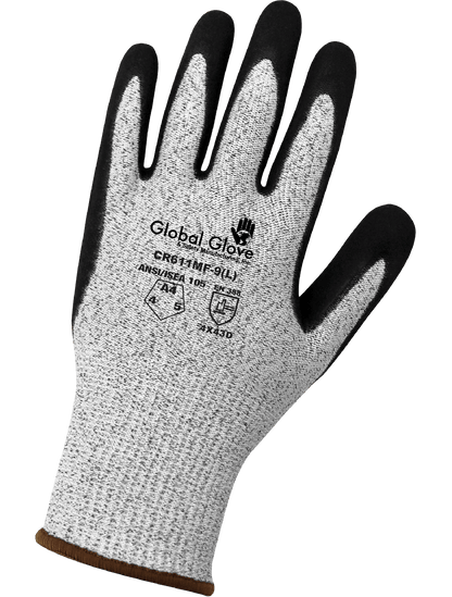 Cut Resistant HPPE Gloves with Double-Dipped Mach Finish Nitrile Palm - CR611MF