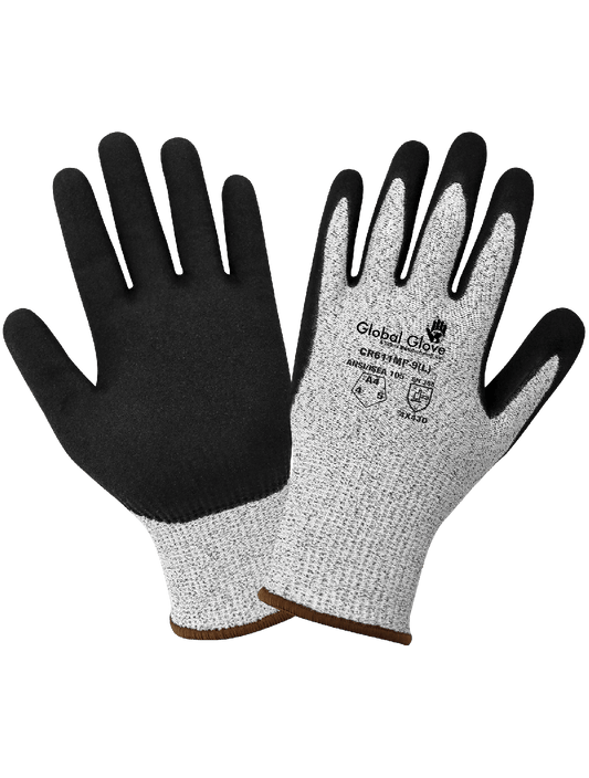 Cut Resistant HPPE Gloves with Double-Dipped Mach Finish Nitrile Palm - CR611MF