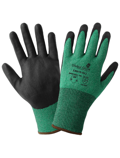 Green-and-White HPPE Nitrile-Coated Gloves with Cut, Abrasion, and Puncture Resistance - CR615