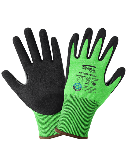 Samurai Glove® High-Visibility Nitrile Coated 18-Gauge rPET Recycled Cut Resistant Gloves with Touch Screen Fingers - CR799XFT