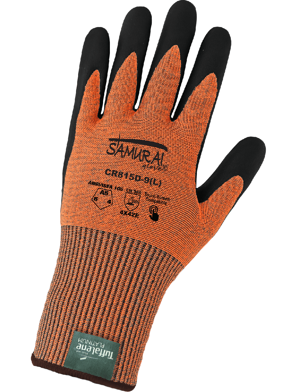 Samurai Glove® High-Visibility Cut Resistant Coated Touch Screen Gloves Made with 15-Gauge Tuffalene® Platinum - CR815D