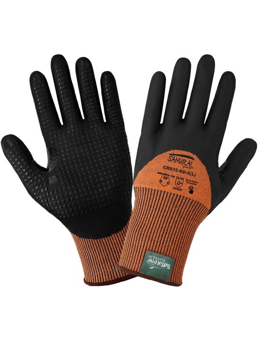 Samurai Glove® High-Visibility Cut Resistant Three-Quarter Coated Touch Screen Gloves Made with 15-Gauge Tuffalene® Platinum - CR835-RD