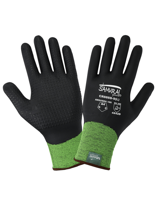 Samurai Glove® High-Visibility Cut Resistant Fully Coated Gloves Made with 18-Gauge Tuffalene® Platinum - CR888D