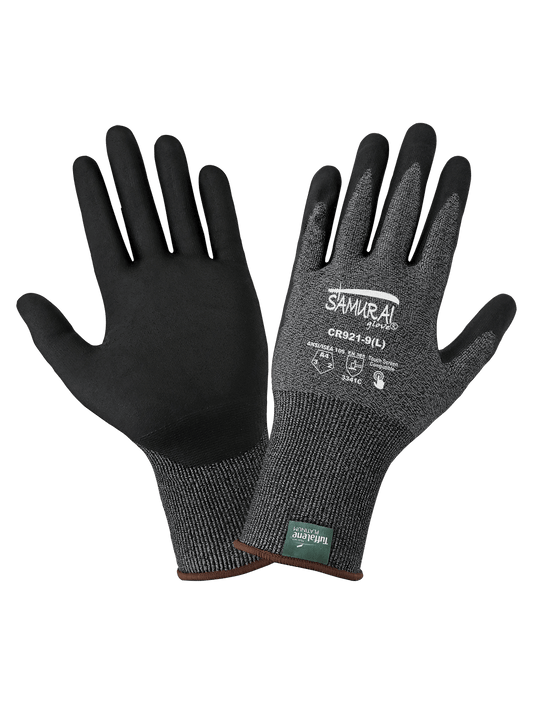 Samurai Glove® Salt-and-Pepper Cut Resistant Coated Touch Screen Gloves Made with 21-Gauge Tuffalene® Platinum - CR921