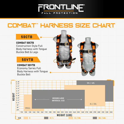 Combat™ Economy Series Full Body Harness with Tongue Buckle Belt 50VTB