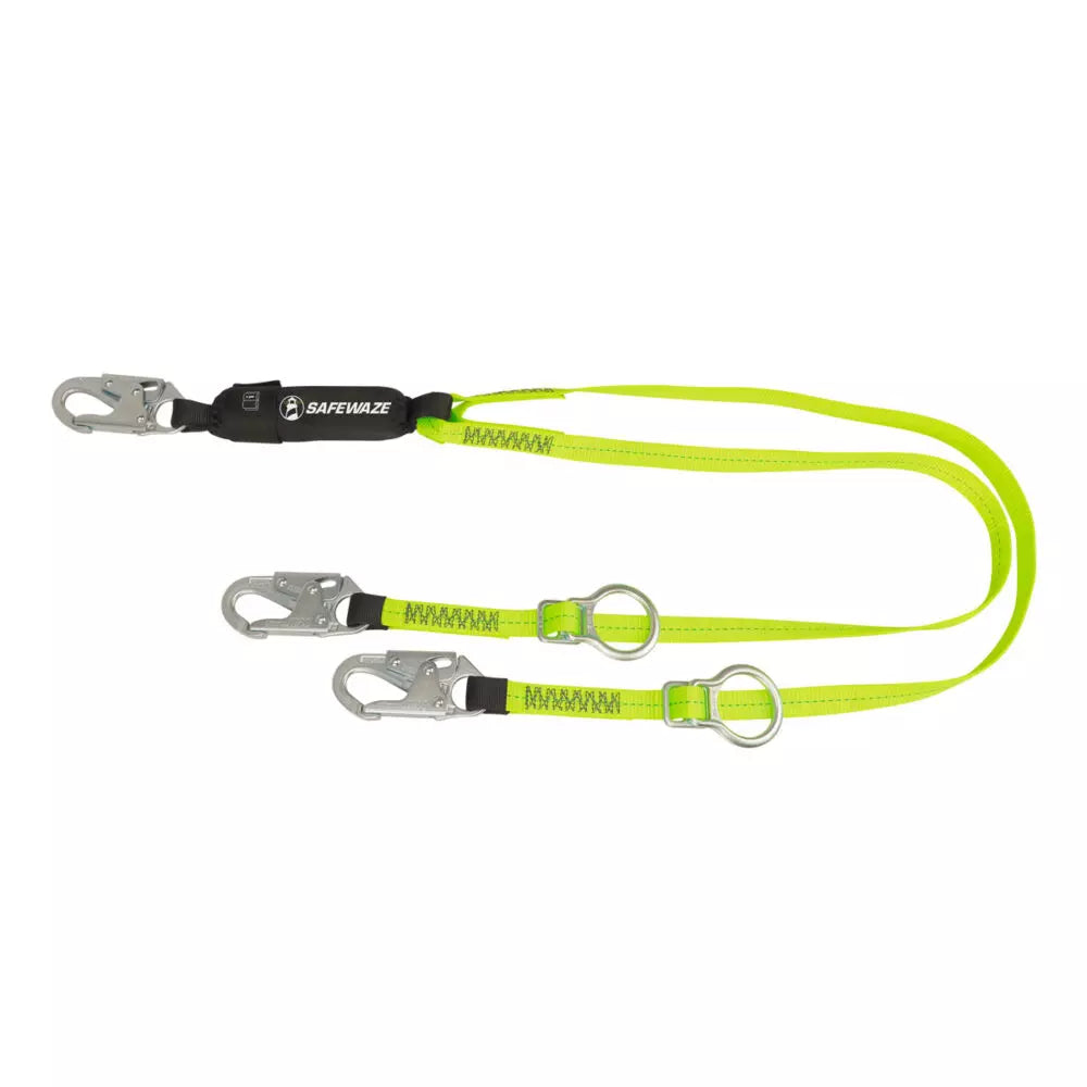 PRO 6′ Tie-Back Energy Absorbing Lanyard: Dual Leg, Adjustable Ring