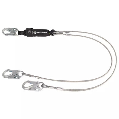 PRO 6′ Cable Energy Absorbing Lanyard: Dual Leg, Snap Hooks