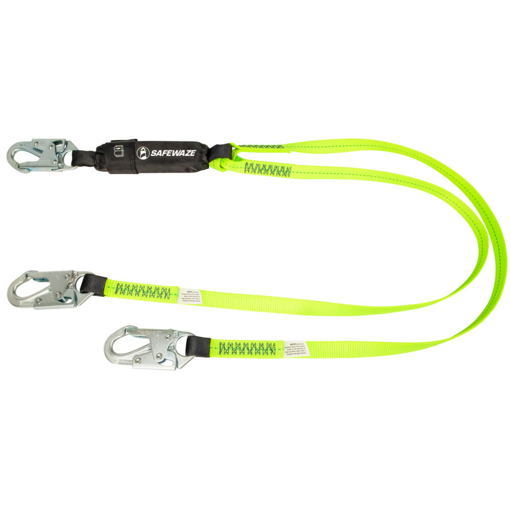 PRO 6′ Energy Absorbing Lanyard: Dual Leg, Snap Hooks