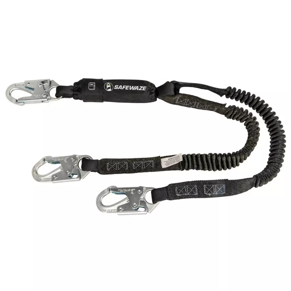 PRO 6′ Stretch Energy Absorbing Lanyard: Dual Leg, Snap Hooks