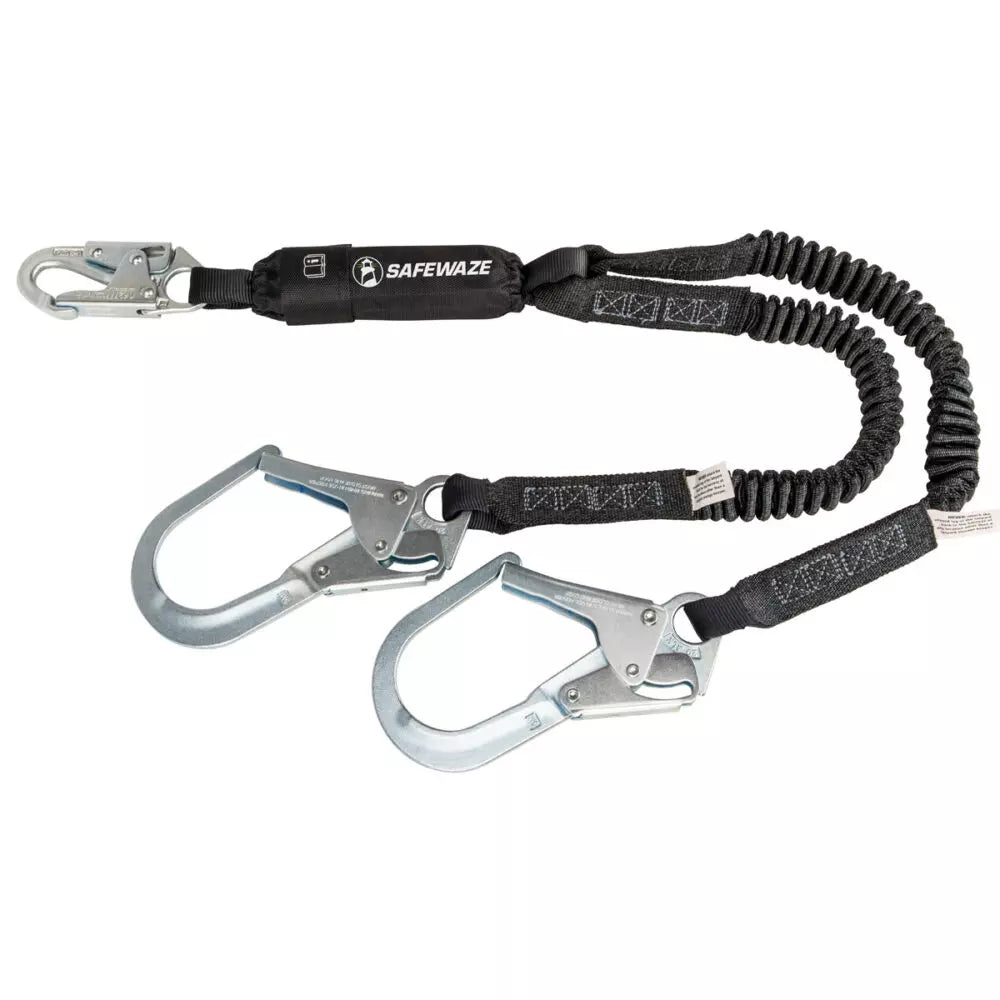 PRO 6′ Stretch Energy Absorbing Lanyard: Dual Leg, Rebar Hooks