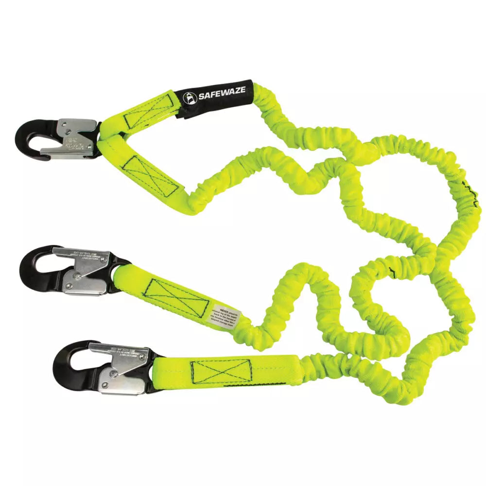 PRO 6′ Stretch Internal Energy Absorbing Lanyard: Dual Leg, Alu Snap Hooks