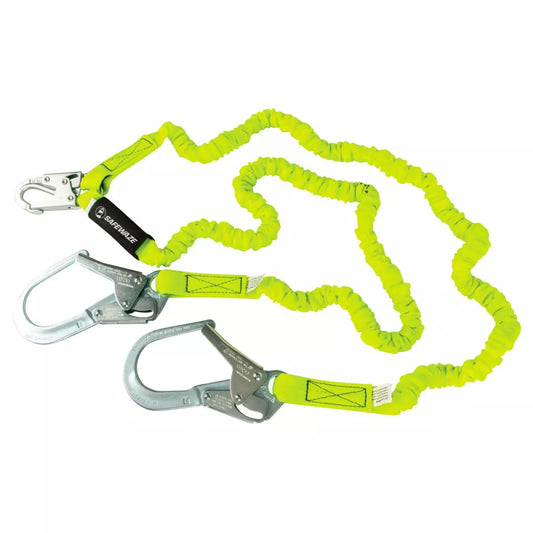 PRO 6′ Stretch Internal Energy Absorbing Lanyard: Dual Leg, Rebar Hooks