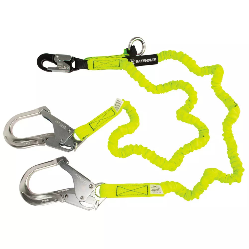 PRO 6′ Stretch Internal Energy Absorbing Lanyard: Dual Leg, O-Ring, Alu Rebar Hooks