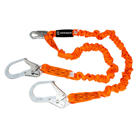 V-Line 6′ Stretch Internal Energy Absorbing Lanyard: Dual Leg, Rebar Hooks