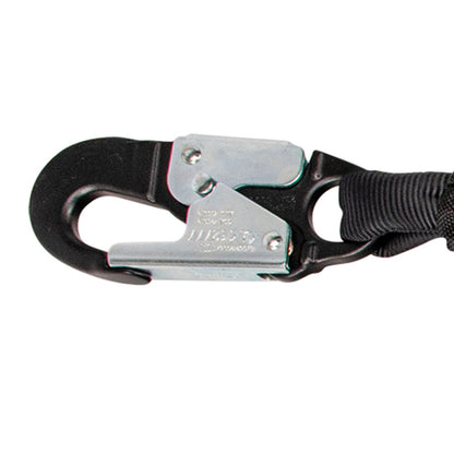 PRO 6′ Stretch Energy Absorbing Lanyard: 12′ FF Dual Leg, Alu Rebar Hooks