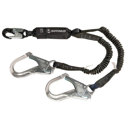 PRO 6′ Stretch Energy Absorbing Lanyard: 12′ FF Dual Leg, Alu Rebar Hooks