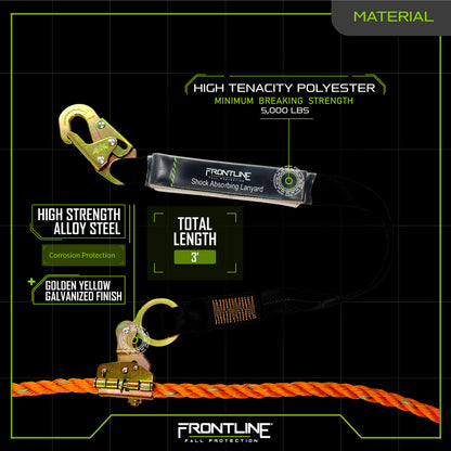 Self-tracking Rope Grab 5/8" with 3' Lanyard