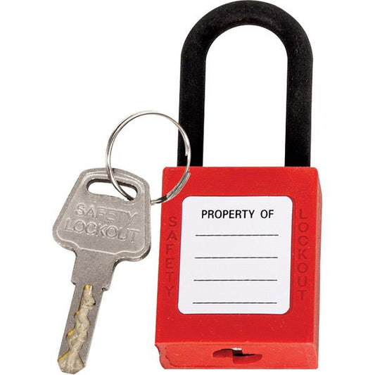 ~PADLOCK NYLON W/ 1.5IN SHACKLE RED