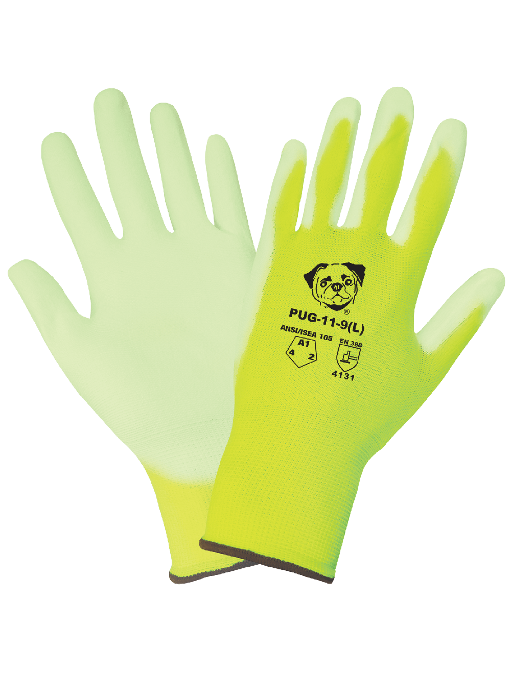 PUG™ High-Visibility Polyurethane Coated Nylon Gloves with Cut, Abrasion, and Puncture Resistance - PUG-11