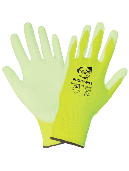 PUG™ High-Visibility Polyurethane Coated Nylon Gloves with Cut, Abrasion, and Puncture Resistance - PUG-11