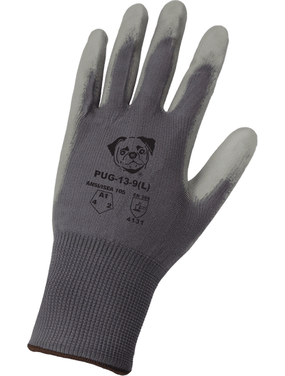 PUG™ Gray Lightweight Polyurethane Coated Anti-Static/Electrostatic Compliant Nylon Gloves with Cut, Abrasion, and Puncture Resistance - PUG-13