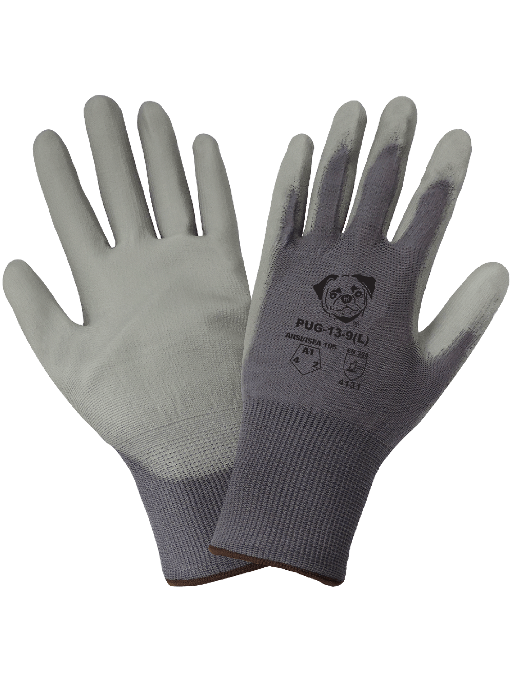 PUG™ Gray Lightweight Polyurethane Coated Anti-Static/Electrostatic Compliant Nylon Gloves with Cut, Abrasion, and Puncture Resistance - PUG-13