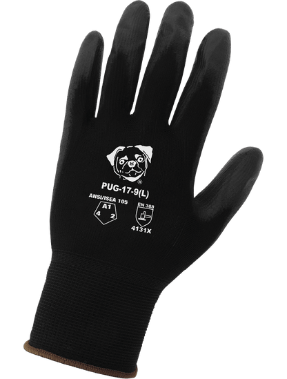 PUG™ Lightweight Black Polyurethane Coated Anti-Static/Electrostatic Compliant Nylon Gloves with Cut, Abrasion, and Puncture Resistance - PUG-17