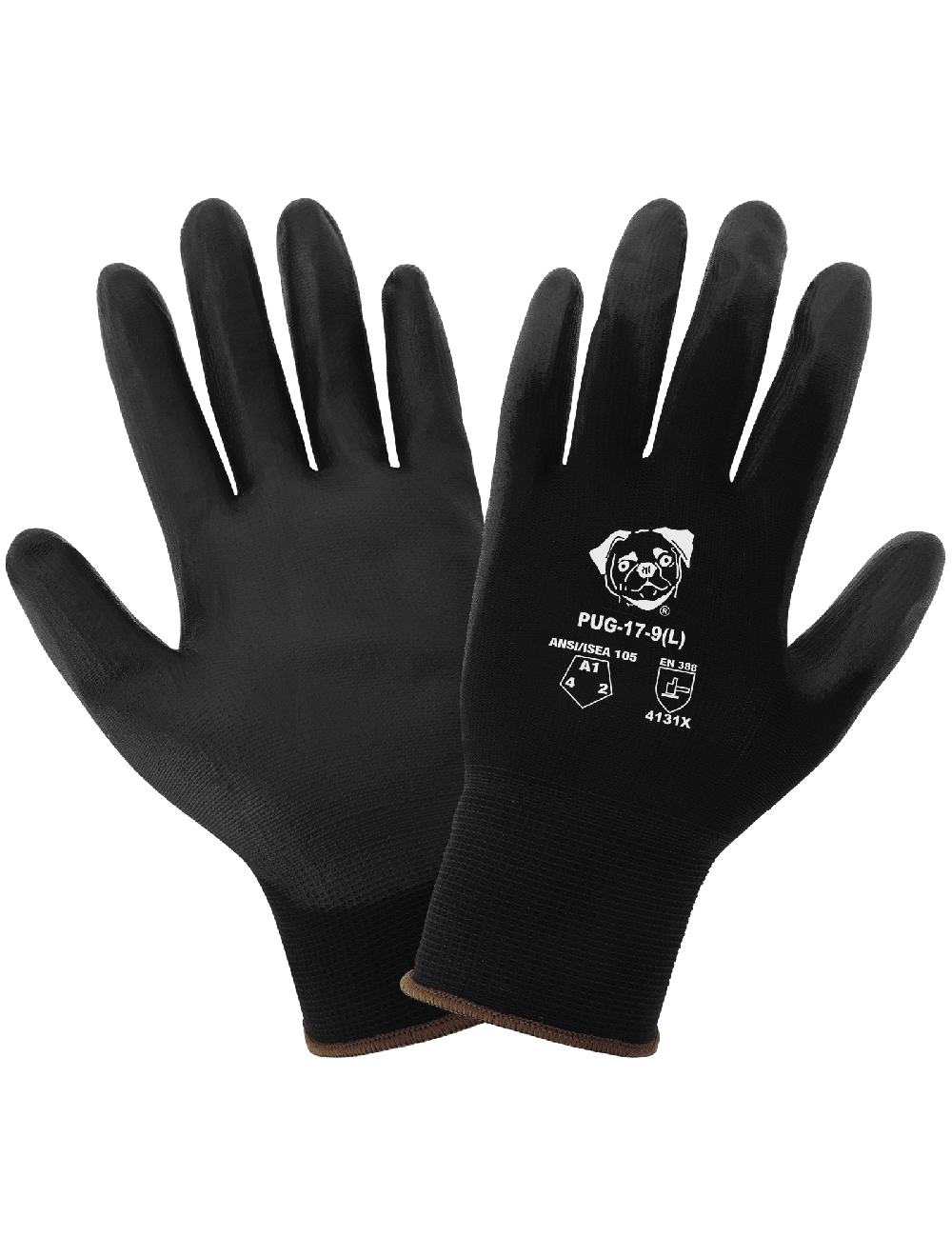 PUG™ Lightweight Black Polyurethane Coated Anti-Static/Electrostatic Compliant Nylon Gloves with Cut, Abrasion, and Puncture Resistance - PUG-17