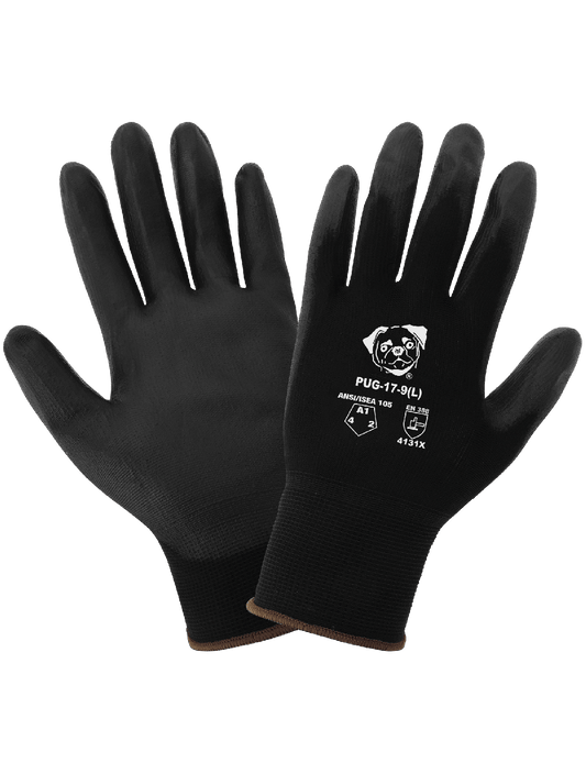 PUG™ Lightweight Black Polyurethane Coated Anti-Static/Electrostatic Compliant Nylon Gloves with Cut, Abrasion, and Puncture Resistance - PUG-17