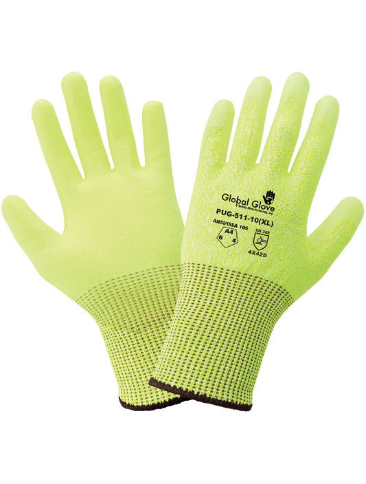 Polyurethane Coated High-Visibility Cut, Abrasion, and Puncture Resistant Gloves - PUG-511