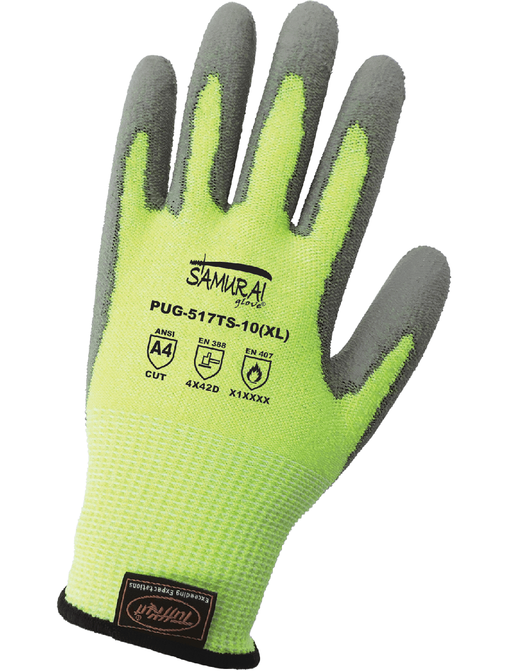 Samurai Glove® High-Visibility Polyurethane Coated Touch Screen Compatible 13-Gauge TuffKut® Gloves with Cut, Abrasion, and Puncture Resistance - PUG-517TS