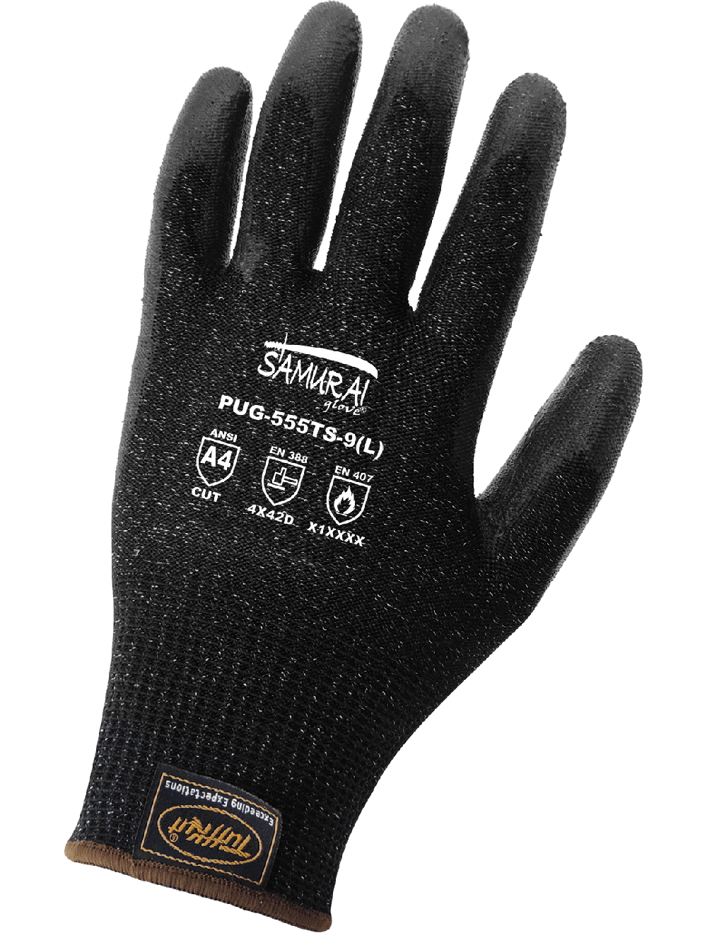 Samurai Glove® Cut Resistant Polyurethane Coated 13-Gauge TuffKut® Gloves with Three Touch Screen Responsive Fingertips - PUG-555TS