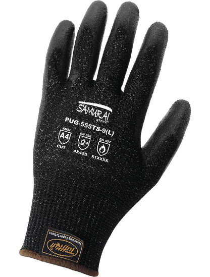 Samurai Glove® Cut Resistant Polyurethane Coated 13-Gauge TuffKut® Gloves with Three Touch Screen Responsive Fingertips - PUG-555TS