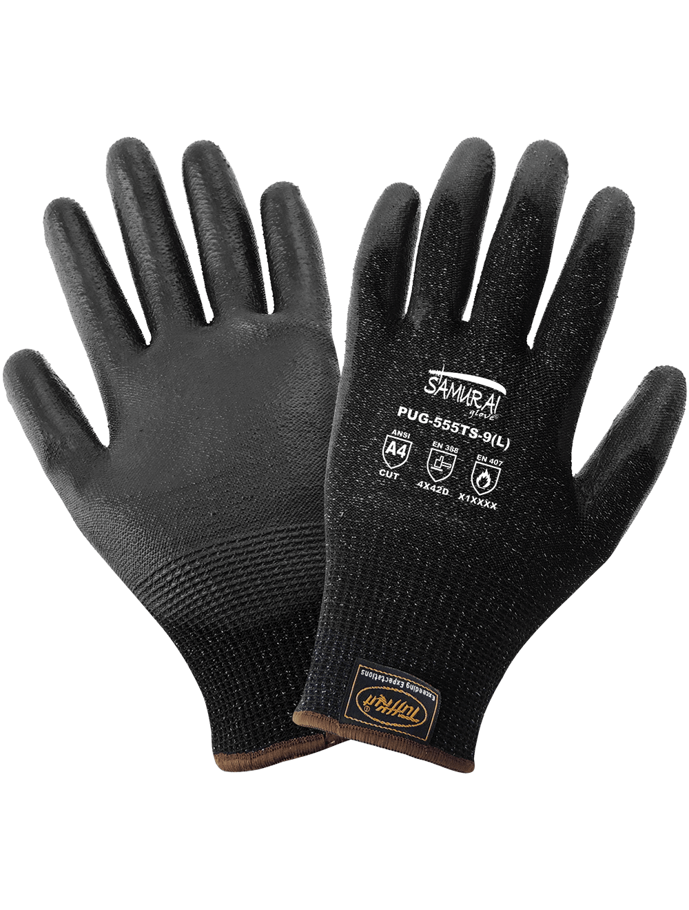 Samurai Glove® Cut Resistant Polyurethane Coated 13-Gauge TuffKut® Gloves with Three Touch Screen Responsive Fingertips - PUG-555TS