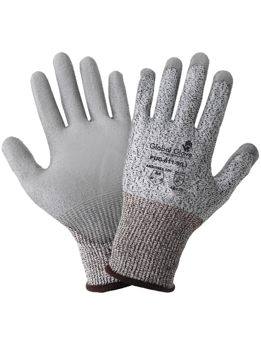 Polyurethane Coated 13-Gauge Salt-and-Pepper HPPE Cut Resistant Gloves - PUG-611