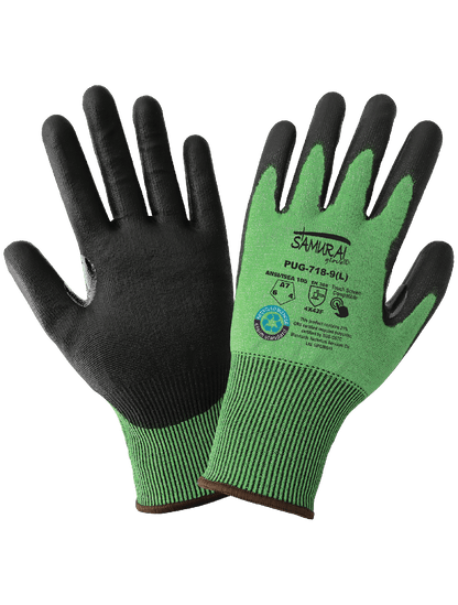 Samurai Glove® Tuffalene® UHMWPE/rPET Polyurethane Coated Cut Resistant Touch Screen Gloves - PUG-718