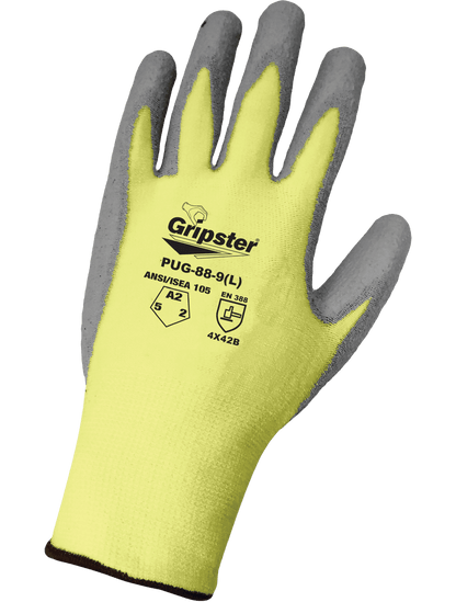 Gripster® Aramid Fiber, Nylon, and Spandex Blended Polyurethane Coated Cut Resistant Gloves - PUG-88